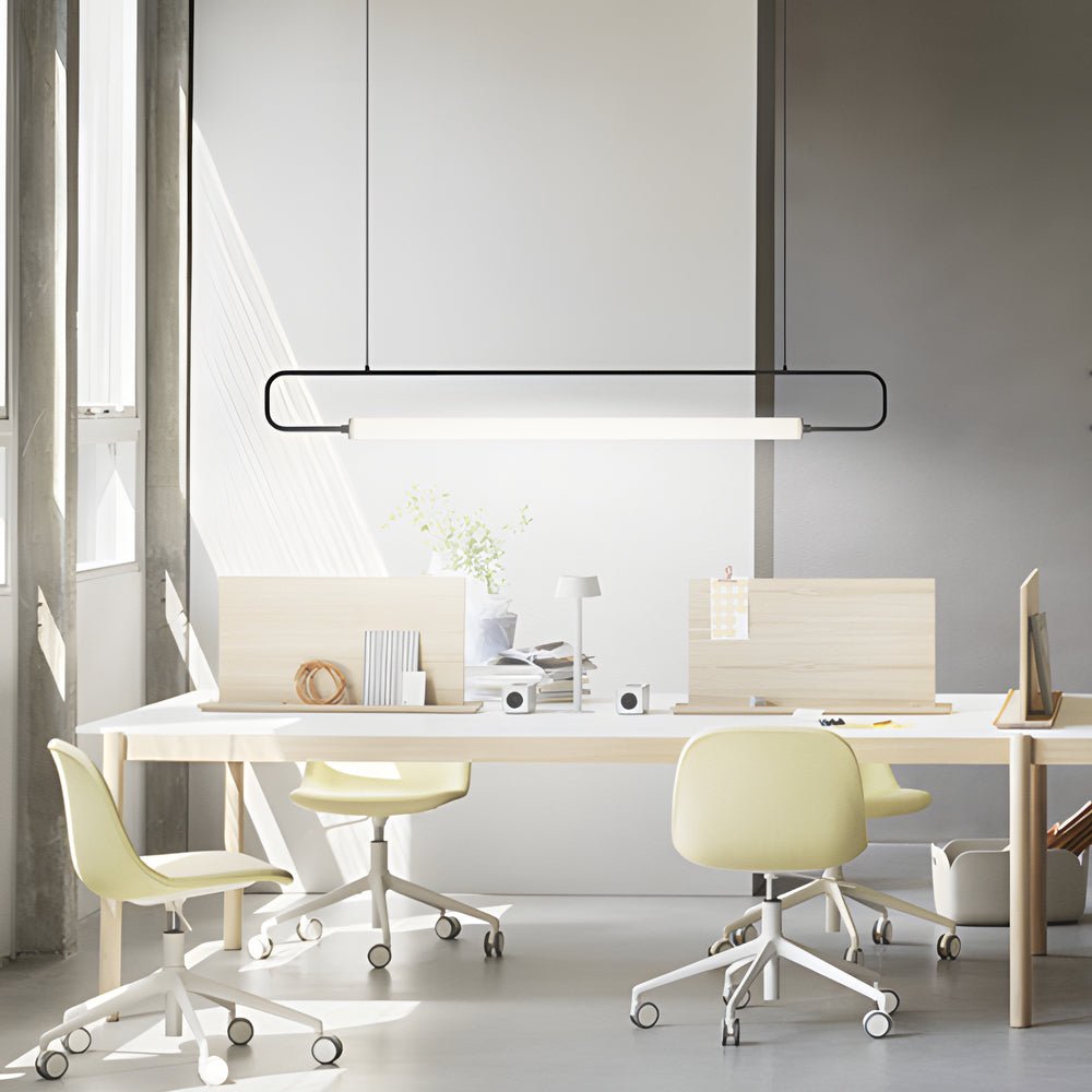 Skyline Linear LED Pendant Light in Black or Gold | Modern Minimalist Chandelier for Dining and Kitchen Island