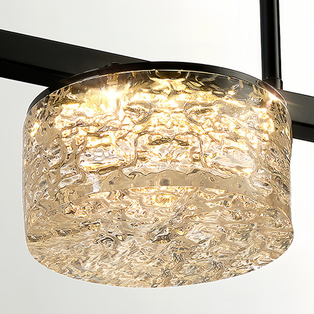 Linear LED Pendant Light in Black and Gold with Adjustable Height