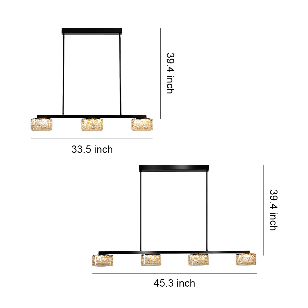 Linear LED Pendant Light in Black and Gold with Adjustable Height