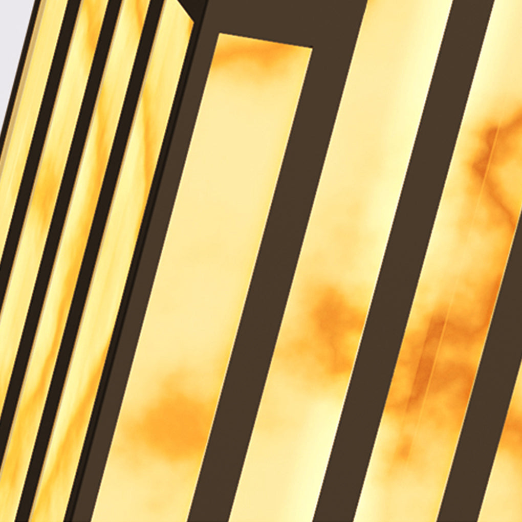 Marble Bollard Light with Striped-Cut Design for Outdoor Paths