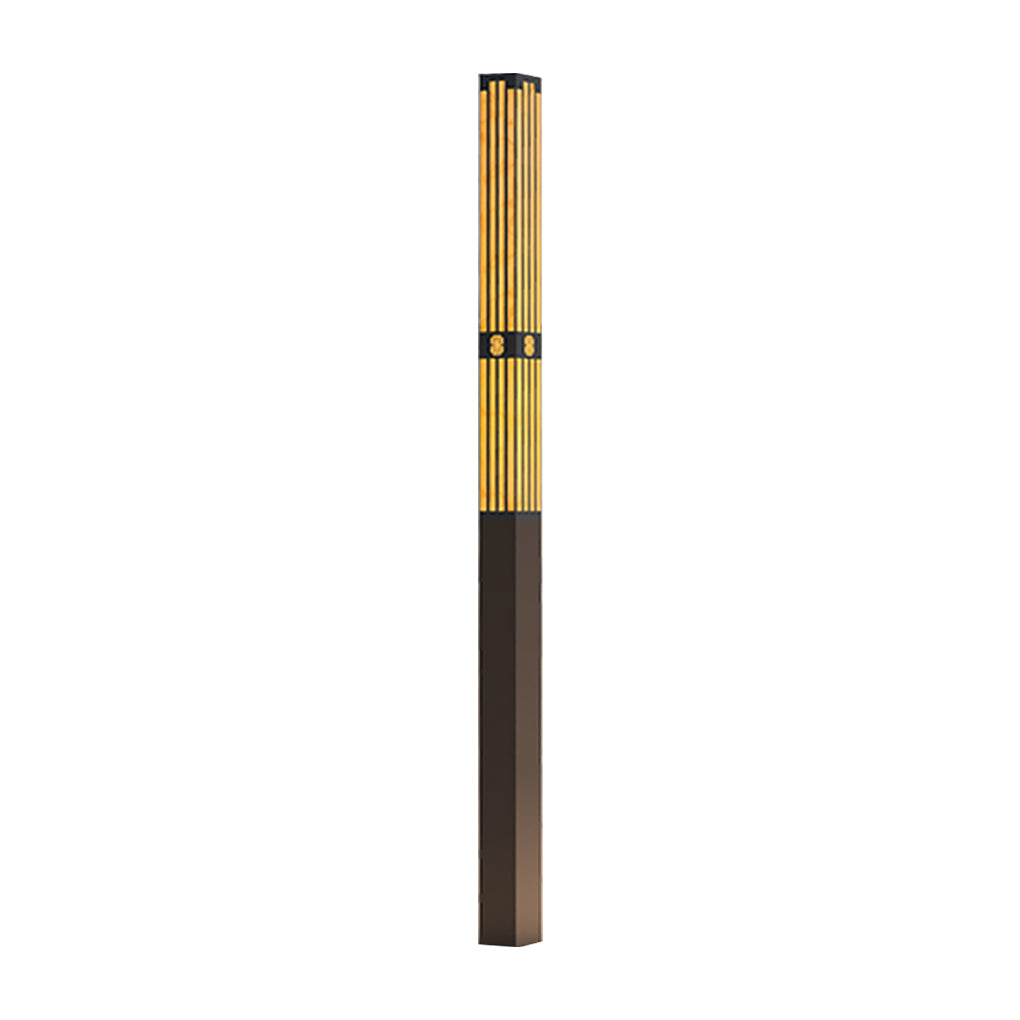 Marble Bollard Light with Striped-Cut Design for Outdoor Paths