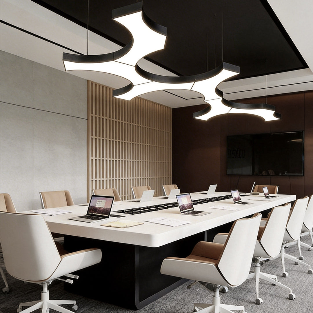 Asymmetrical LED Chandelier in Black Iron and Acrylic for Modern Interiors