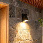 Industrial LED Outdoor Wall Sconce with Warm Glow, Black Aluminum