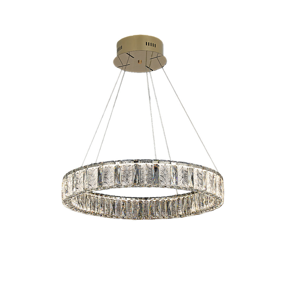 Lumina Ring Chandelier in Gold Stainless Steel and Crystal