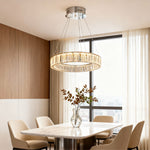 Lumina Ring Chandelier in Gold Stainless Steel and Crystal