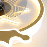 Crown LED Flush Mount Ceiling Fan with Remote – Black & Gold