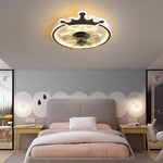 Crown LED Flush Mount Ceiling Fan with Remote – Black & Gold