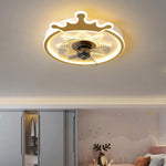 Crown LED Flush Mount Ceiling Fan with Remote – Black & Gold
