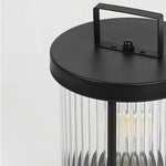 Modern Solar Lantern with Striped Glass Shade for Patio and Garden