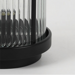 Modern Solar Lantern with Striped Glass Shade for Patio and Garden
