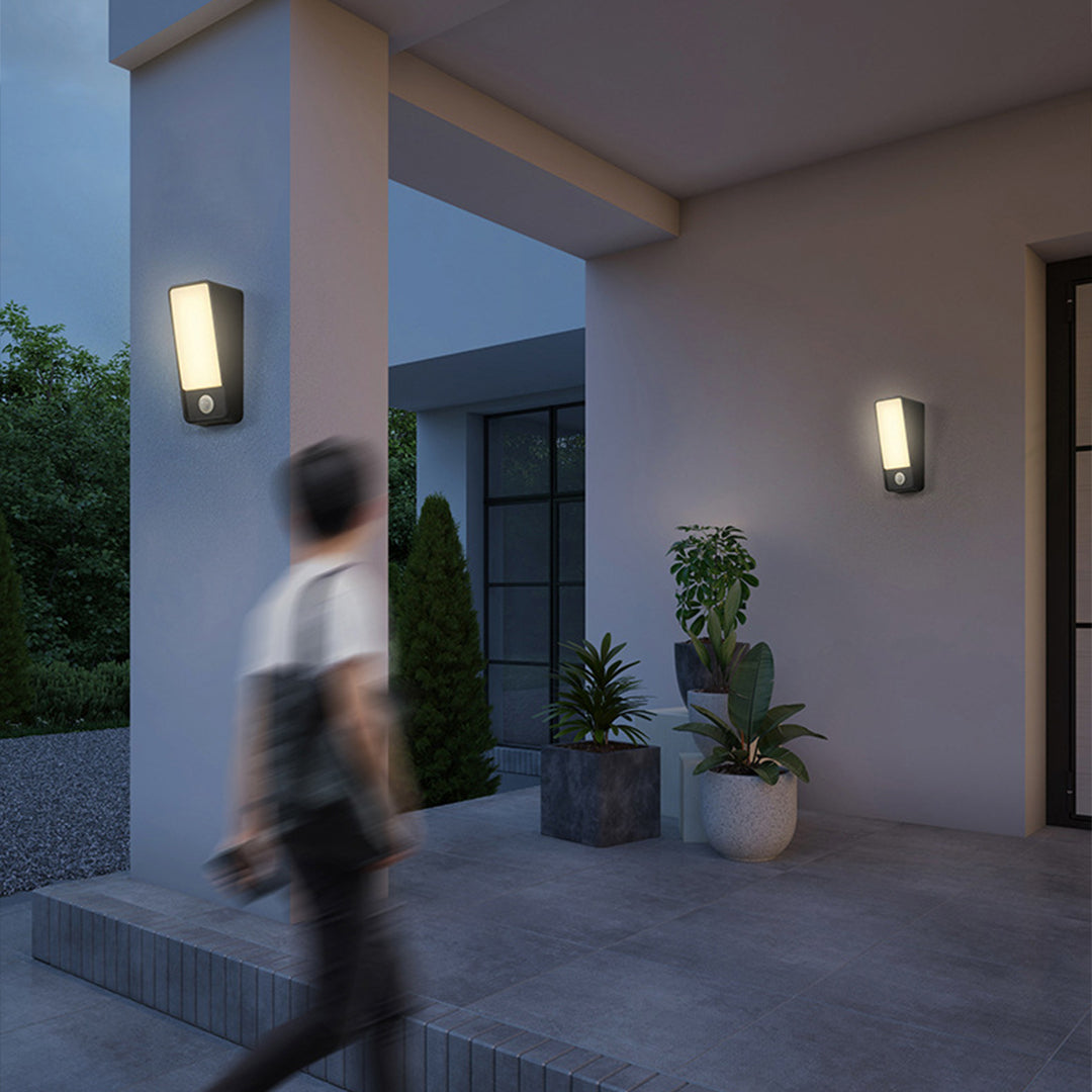 Modern Outdoor Wall Sconce with Motion Sensor, IP65 Waterproof Aluminum LED Light