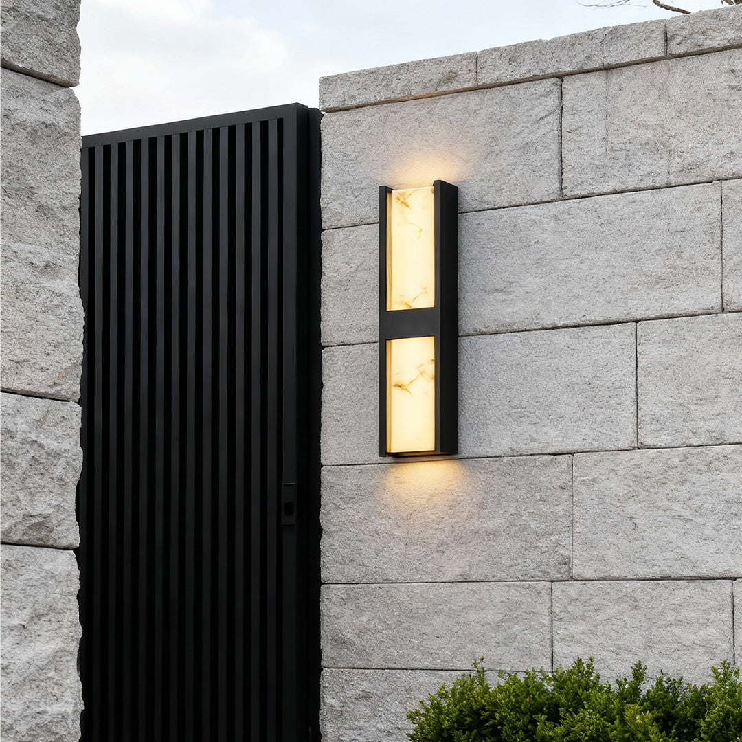Modern Outdoor Wall Sconce with Marble Shade, IP54 Waterproof LED