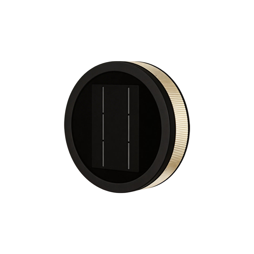 Modern Round Outdoor Wall Sconce in Black Stainless Steel with Warm LED Glow