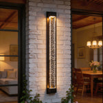 Modern Outdoor LED Wall Sconce with Bubble Glass Diffuser, Black Stainless Steel