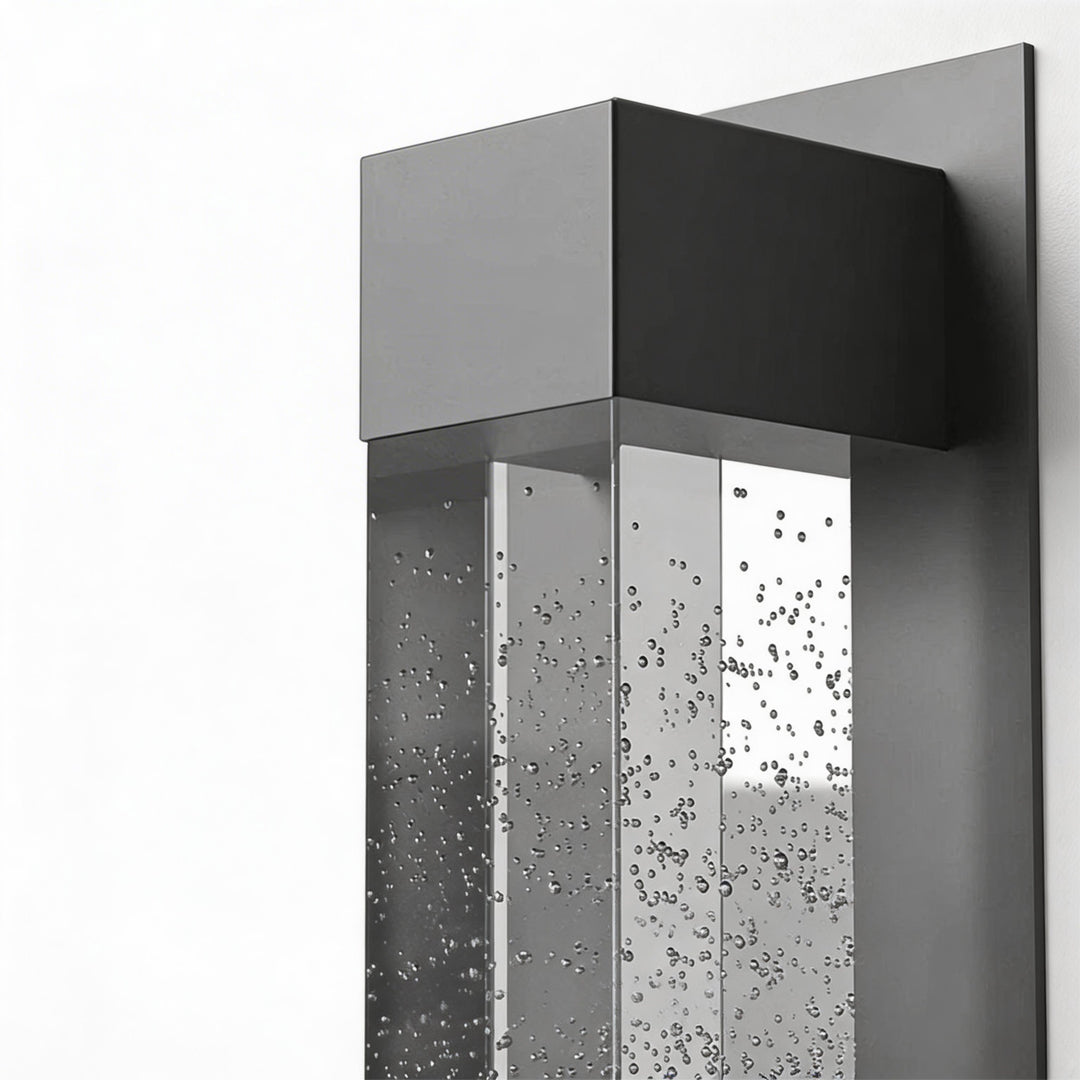 Modern Outdoor LED Wall Sconce with Bubble Glass Diffuser, Black Stainless Steel