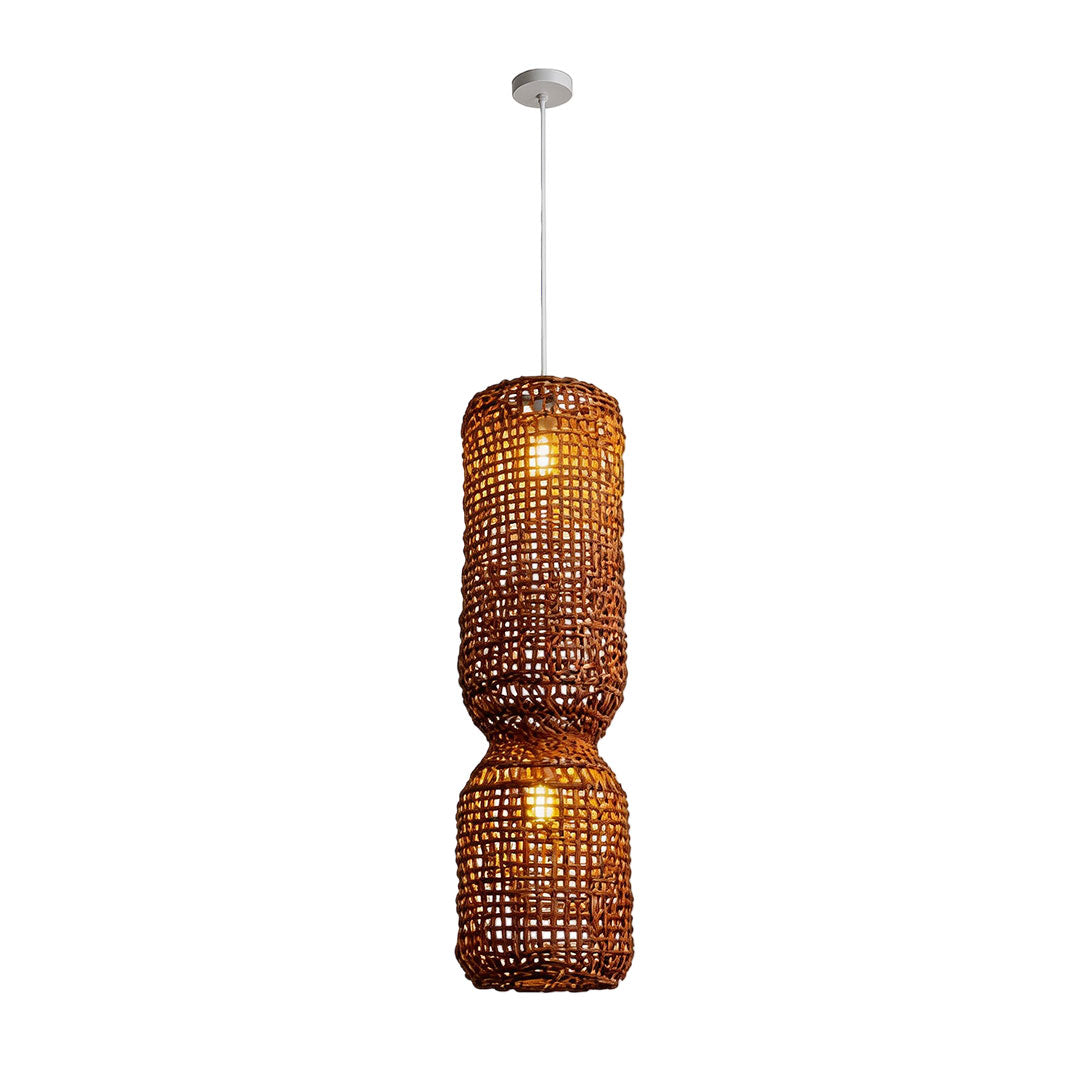 Artisan Rattan Pendant Light – Handwoven Bamboo Tone Ceiling Lamp for Modern Interiors