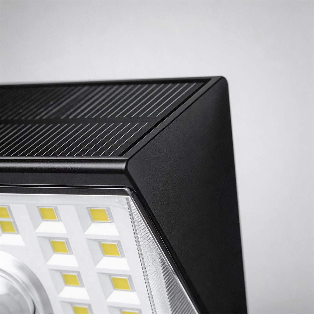 Modern Solar Motion Sensor Wall Lights, 4-Pack, Black Finish for Outdoor Spaces