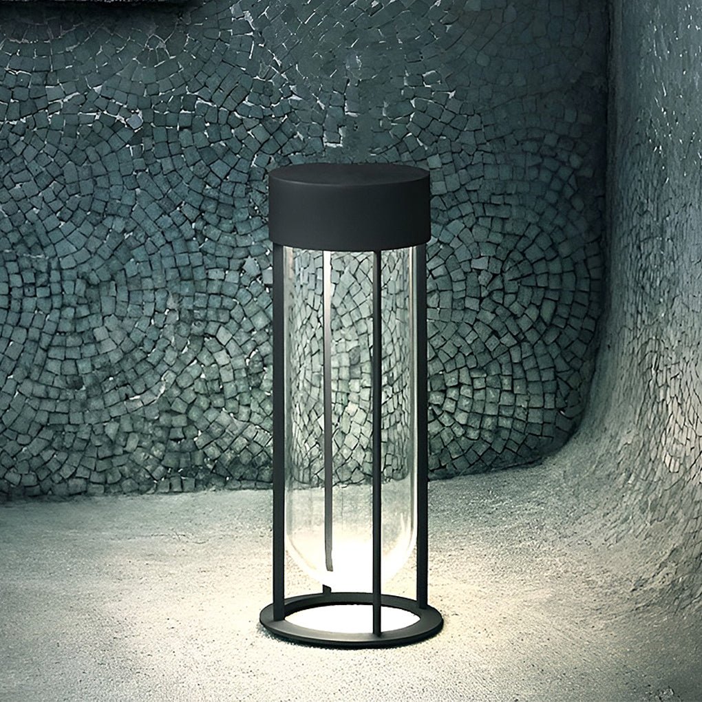 Modern Aluminum LED Outdoor Post Light with Clear Glass Shade