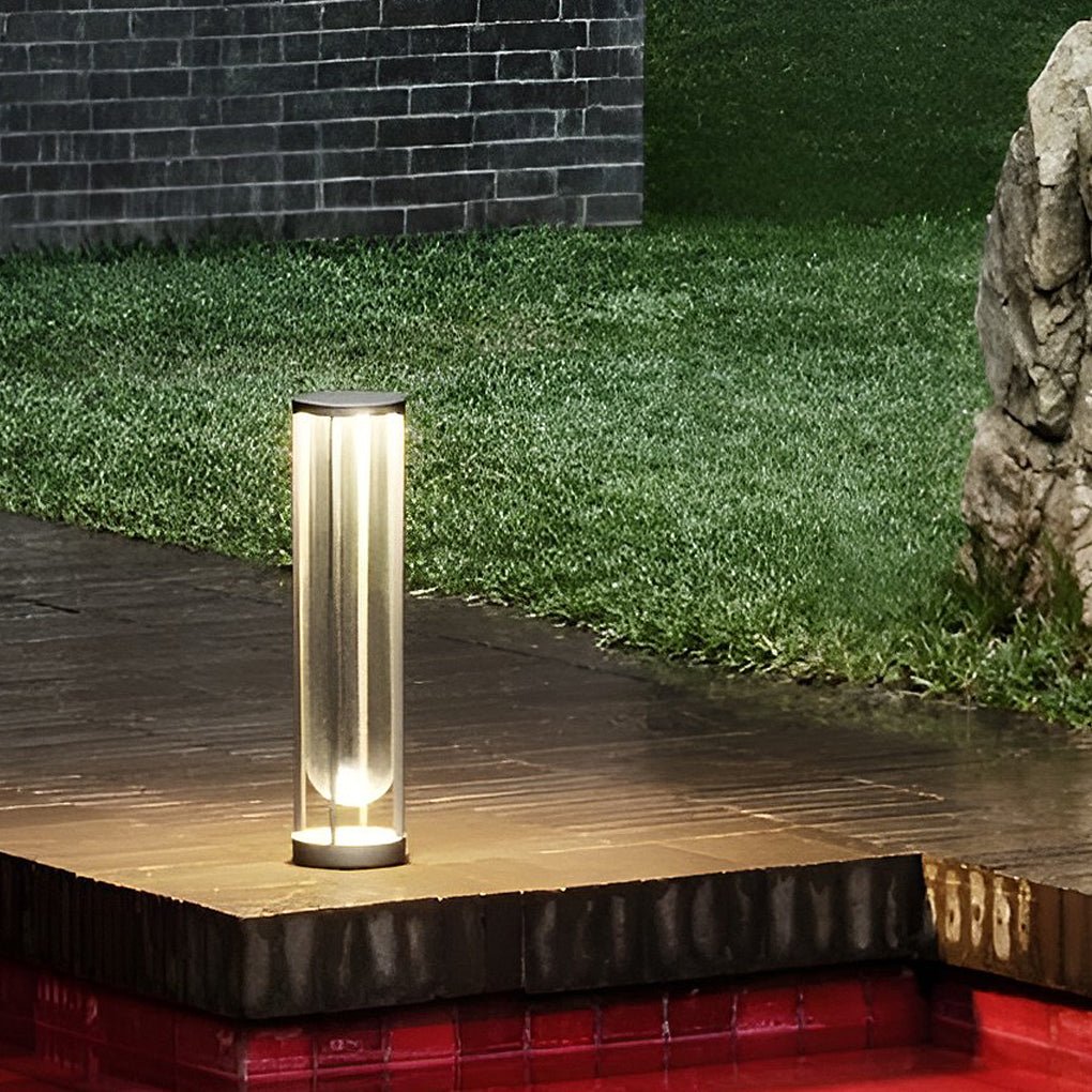 Modern Aluminum LED Outdoor Post Light with Clear Glass Shade