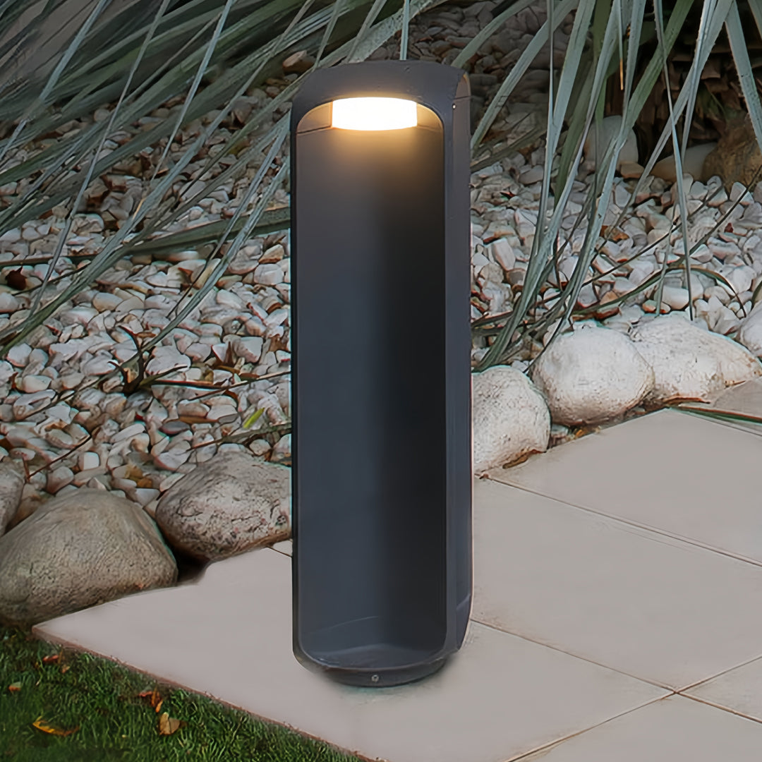 Modern Outdoor Bollard Light in Black or Gray | IP65 Waterproof Aluminum Landscape Lamp