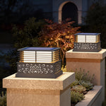 Modern Outdoor Pillar Light in Gray Stainless Steel with Warm LED Glow