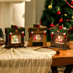 Nordic Fireplace Snowfall Table Lamp with Warm LED Glow