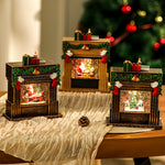 Nordic Fireplace Snowfall Table Lamp with Warm LED Glow
