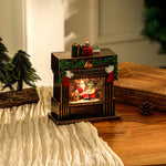 Nordic Fireplace Snowfall Table Lamp with Warm LED Glow