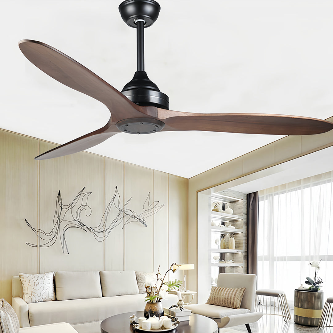 Aria Wooden Ceiling Fan with Integrated LED Light – Modern Flush Mount Fandelier