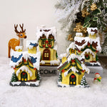 Nordic Gold Resin Christmas House LED Table Lamp Set of Two