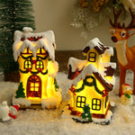 Nordic Gold Resin Christmas House LED Table Lamp Set of Two