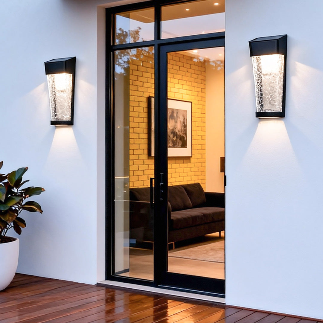 Aurelia Outdoor Wall Sconce — Minimalist LED Garden Lantern in Black with Clear Glass
