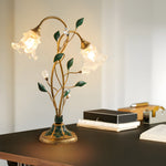 Lily Dual Glass Table Lamp with Leaf Accents for Modern Interiors