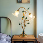 Lily Dual Glass Table Lamp with Leaf Accents for Modern Interiors