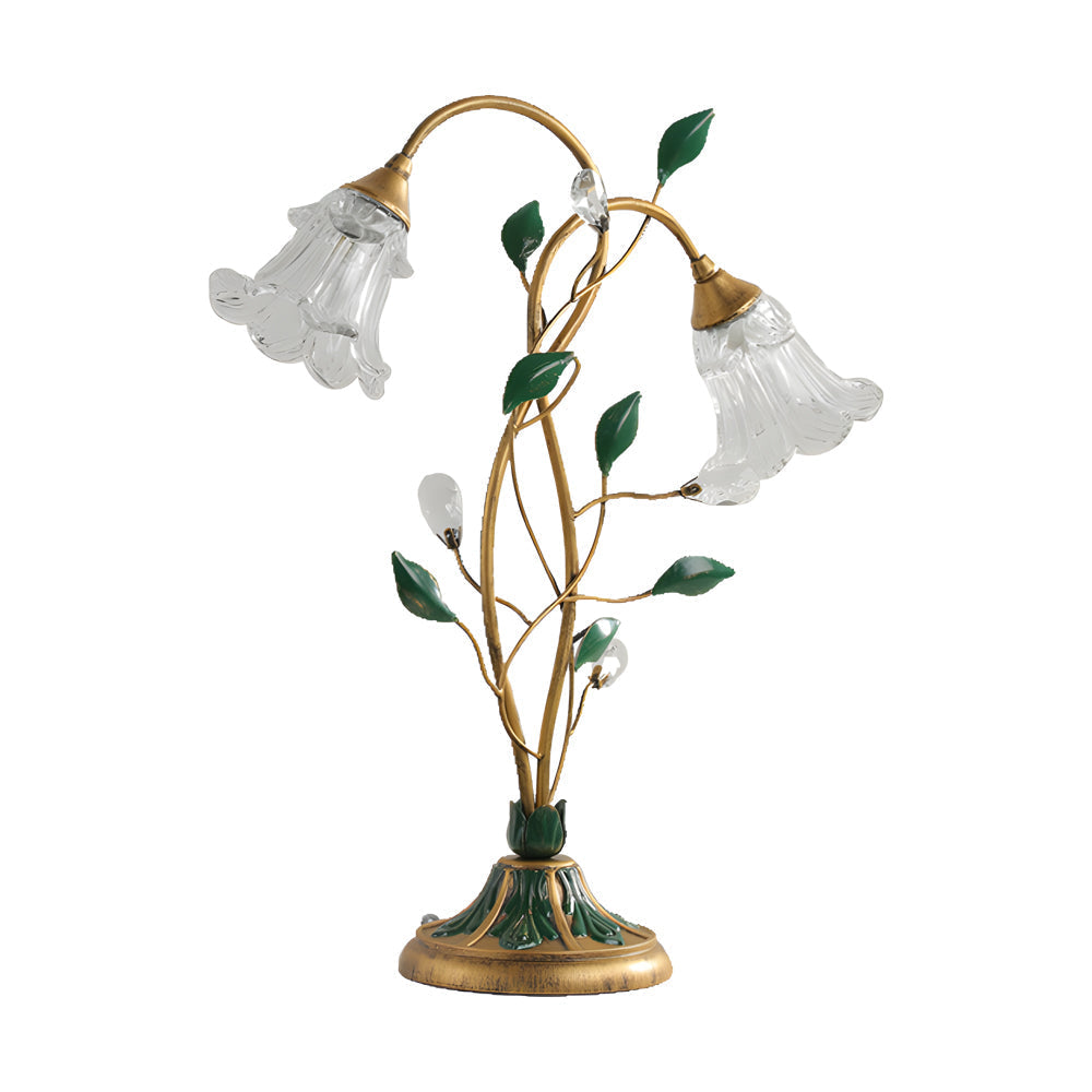 Lily Dual Glass Table Lamp with Leaf Accents for Modern Interiors