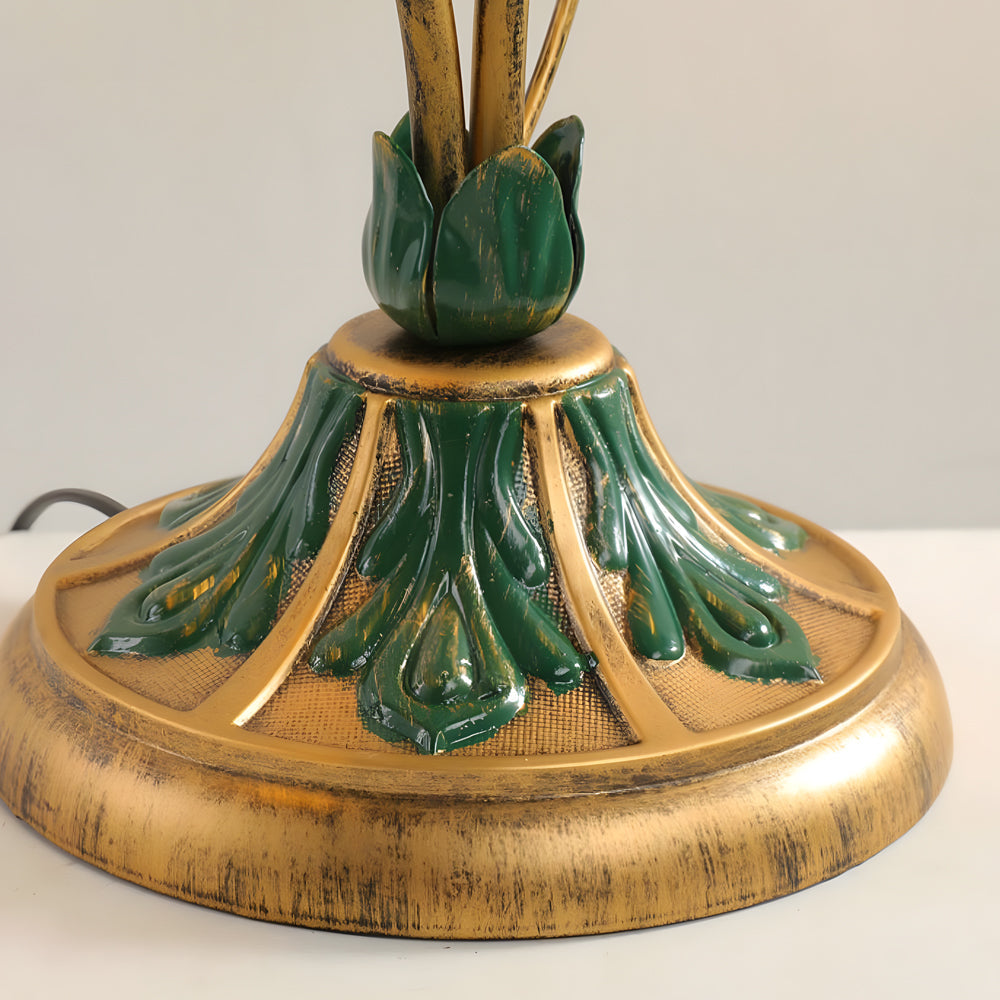 Lily Dual Glass Table Lamp with Leaf Accents for Modern Interiors