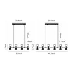 Linear Glass Pendant Chandelier with Adjustable Height, Matte Black