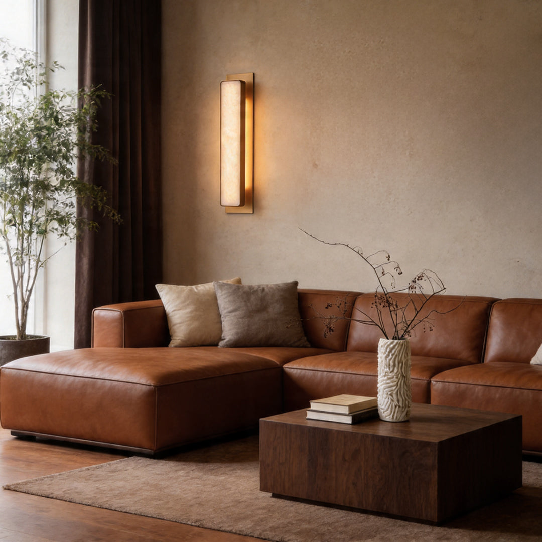 Aurelia Brass and Marble LED Wall Sconce in Gold
