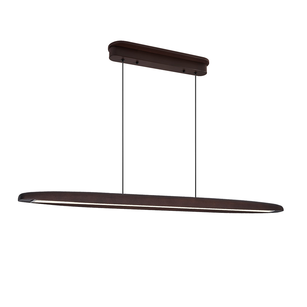 Linear LED Pendant Light in Walnut and Iron for Modern Dining and Kitchen