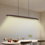 Linear LED Pendant Light in Walnut and Iron for Modern Dining and Kitchen