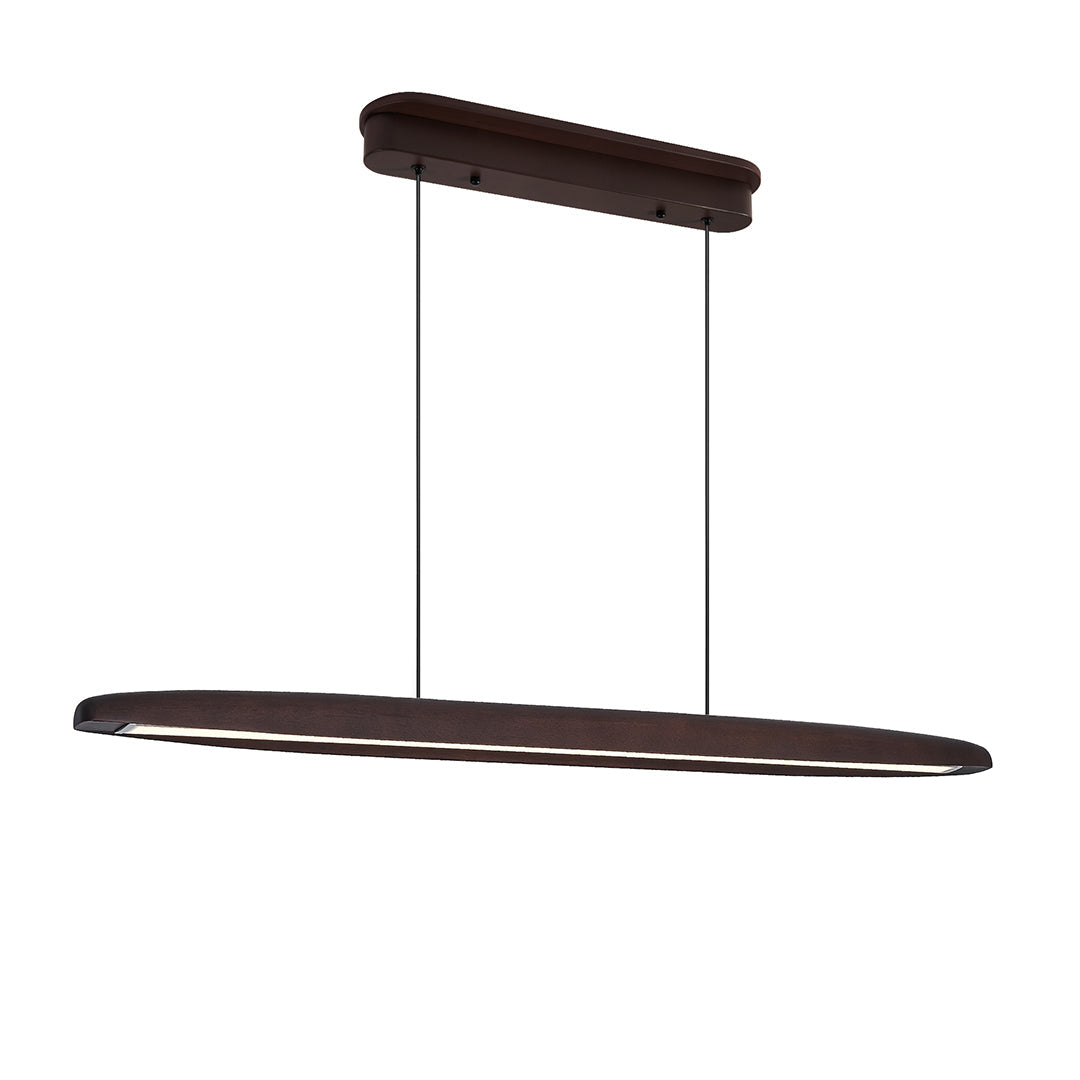 Linear LED Pendant Light in Walnut and Iron for Modern Dining and Kitchen