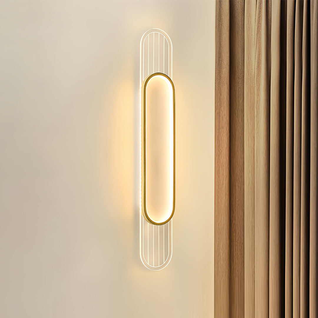 Modern Linear LED Wall Sconce with Wood Grain Finish