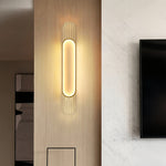 Modern Linear LED Wall Sconce with Wood Grain Finish