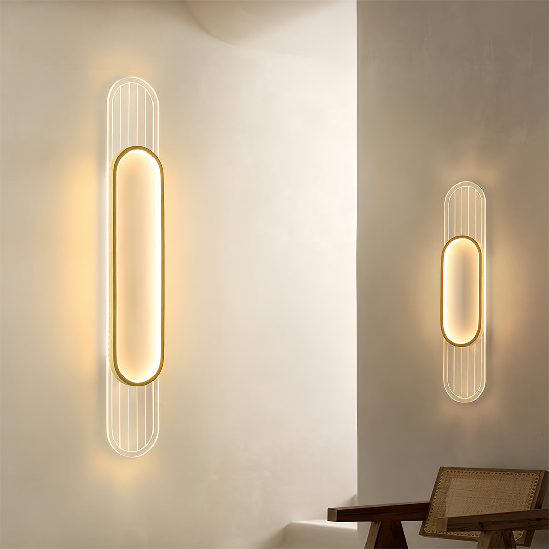 Modern Linear LED Wall Sconce with Wood Grain Finish