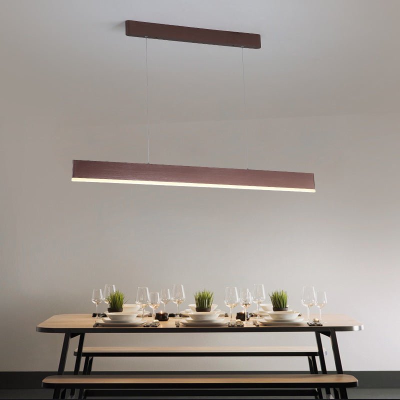 Modern Rectangular LED Pendant Light in Aluminum for Kitchen Island and Dining Room