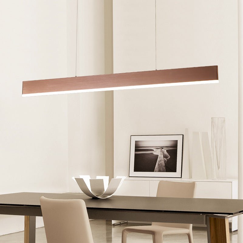 Modern Rectangular LED Pendant Light in Aluminum for Kitchen Island and Dining Room