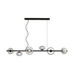 Linear Modern Chandelier with Six Glass Globes for Dining and Living Spaces