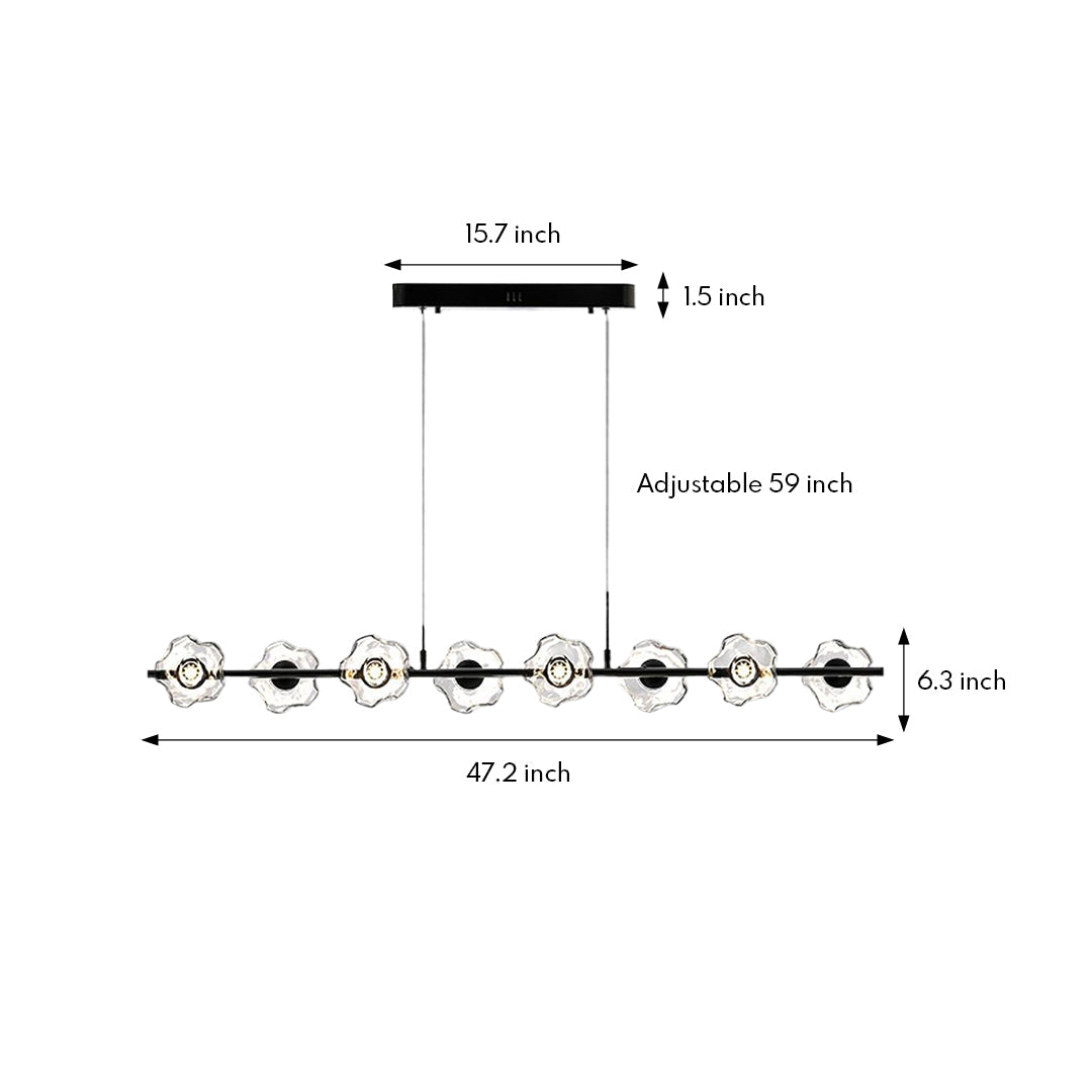 Linear LED Pendant Light in Black or Gold, Modern Nordic Chandelier for Dining and Living Spaces