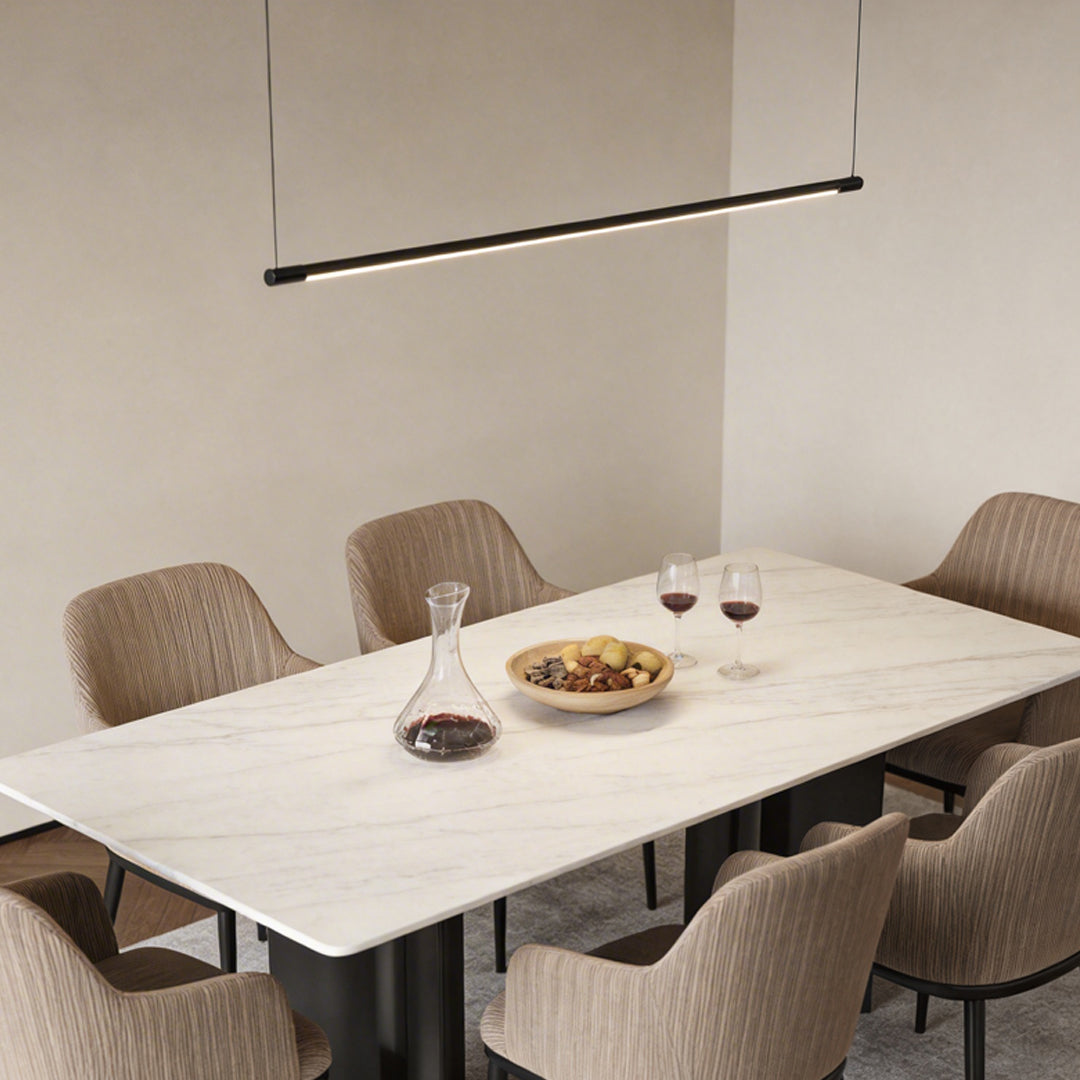 Modern Linear LED Pendant Light in Black for Dining Room and Kitchen Island