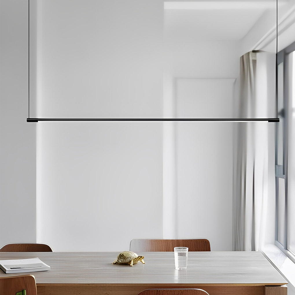 Modern Linear LED Pendant Light in Black for Dining Room and Kitchen Island